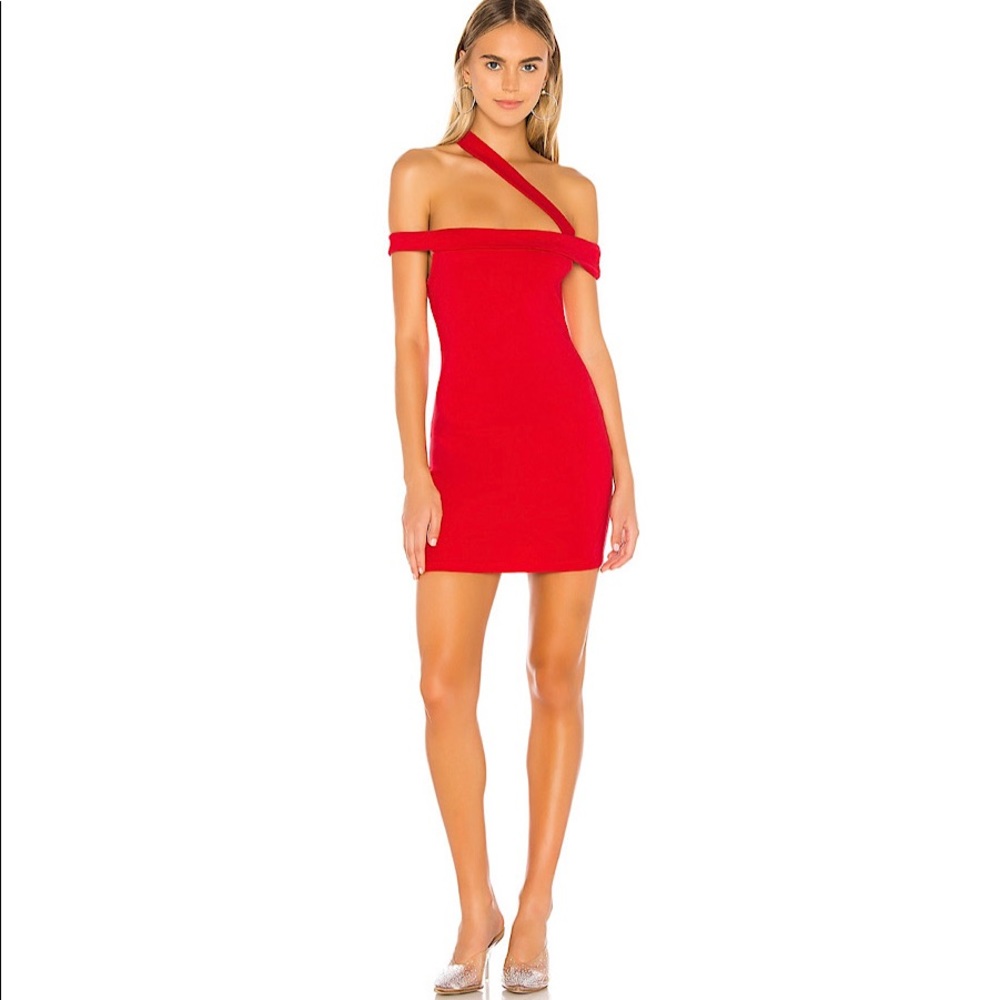 Linda Asymmetric Bodycon Dress in Red
superdown